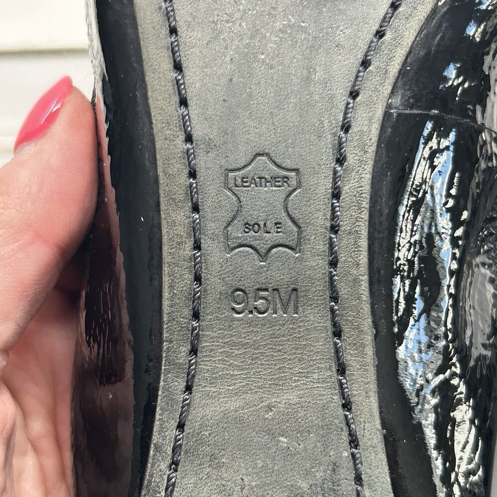 Tory Burch Caroline Black Ballet Flats Size 9.5 Patent Leather Medallion Logo - Picture 8 of 10